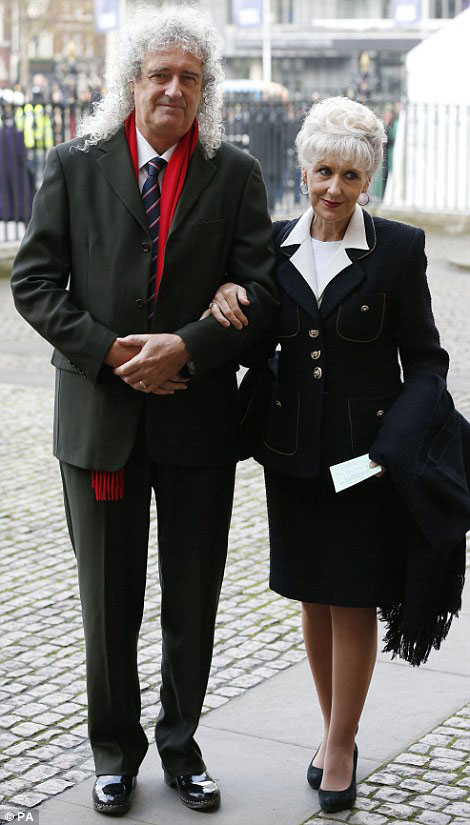 Brian May and Anita Dobson attend Lady Soames' memorial