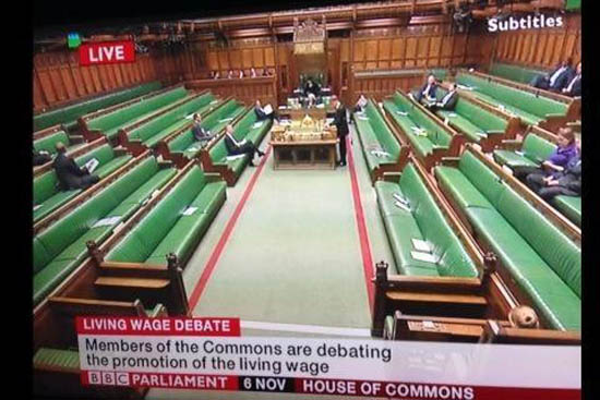 Near Empty House of Commons