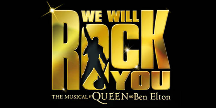 We Will Rock You logo Gold on Black