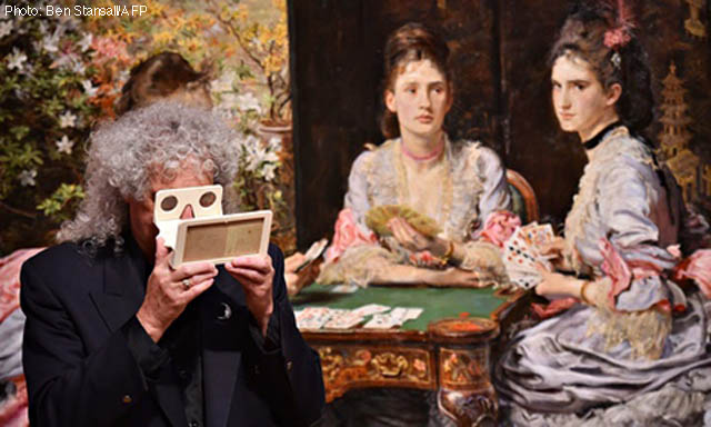 Brian May with owl and Hearts Are Trumps