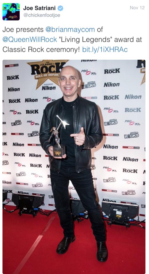 Joe Satriani with Queen's Award