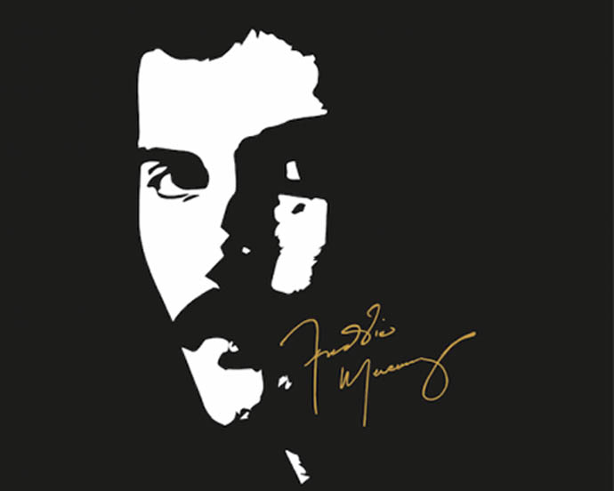 Freddie and signature - b/w