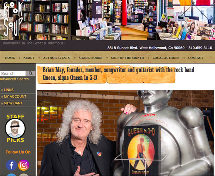 Book Soup - Brian May event page