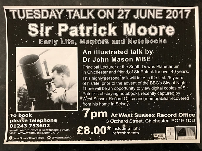 Patrick Moore talk notice