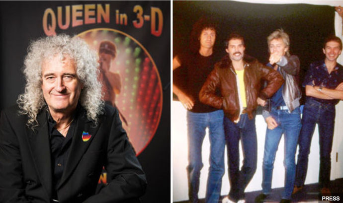 Bri and with Queen in 3-D and with bandmates