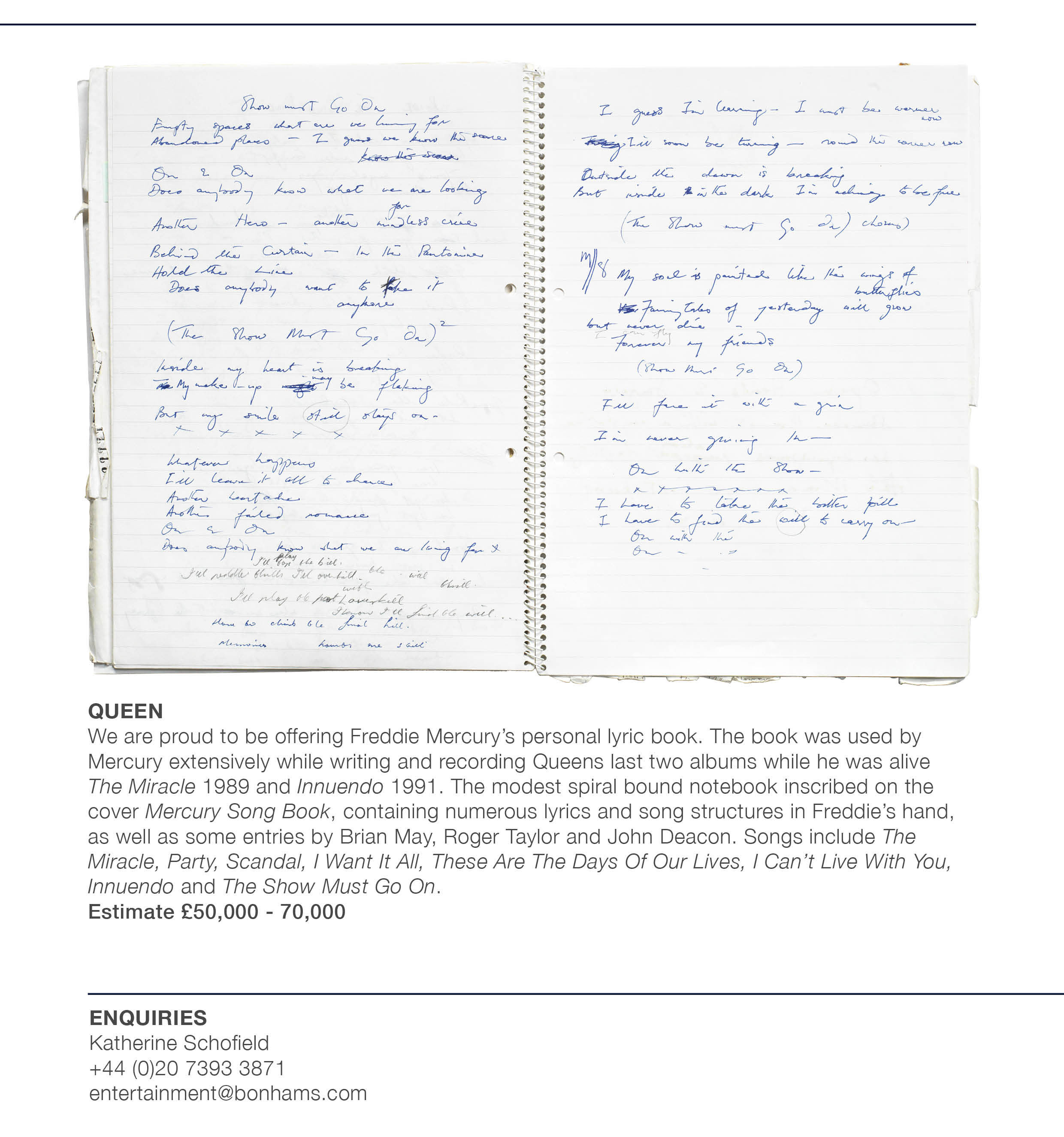 Freddie lyric notebook - large