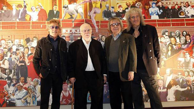 Brian May with Peter Blake, Roger Daltrey and Bill Wyman - Albert Hall