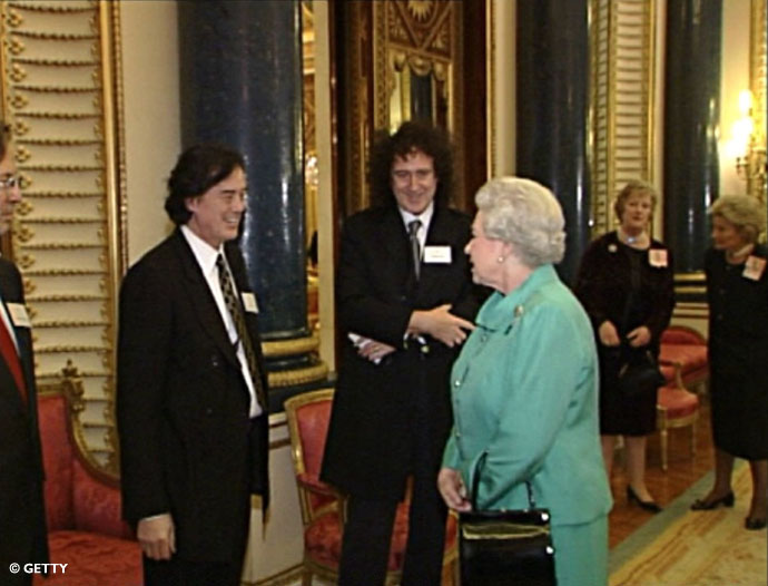 Brian and Jimmy Page met The Queen