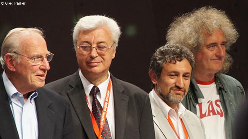 Jim Lovell, Yuri Baturin, Garik Israelian and Brian May - Starmus 2011