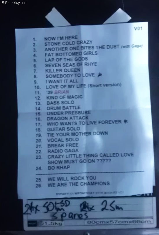 Sydney set list 27 August