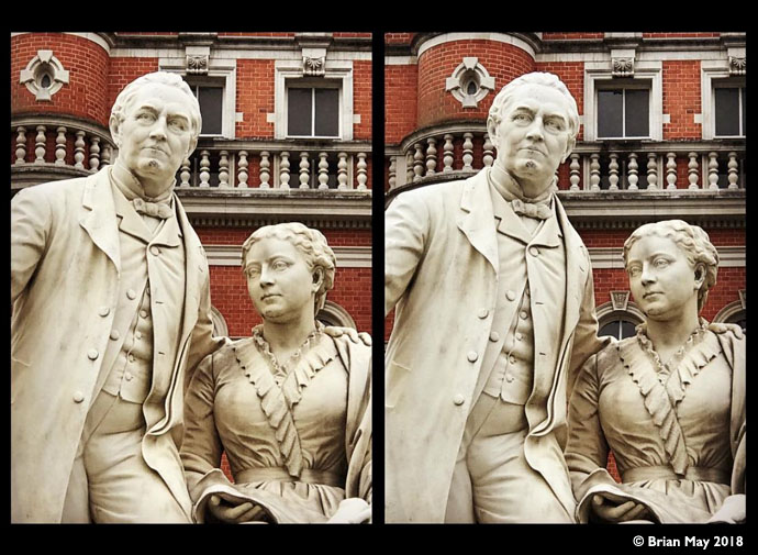 Mr and Mrs Thomas Holloway statue - stereo