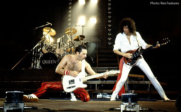 Queen - Freddie Mercury and Brian May Queen in concert at Forest Nationale, Brussels, Belgium - Apr 1982