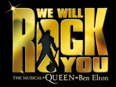 We Will Rock You Gold and Black logo"
