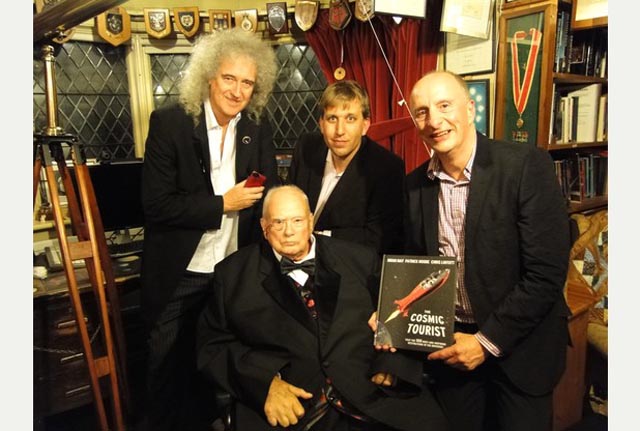 Brian May, Patrick Moore, Chris Lintott and Matthew ClarkeMatthew Clarke, right, with Sir Patrick Moore, Chris Lintott and Brian May