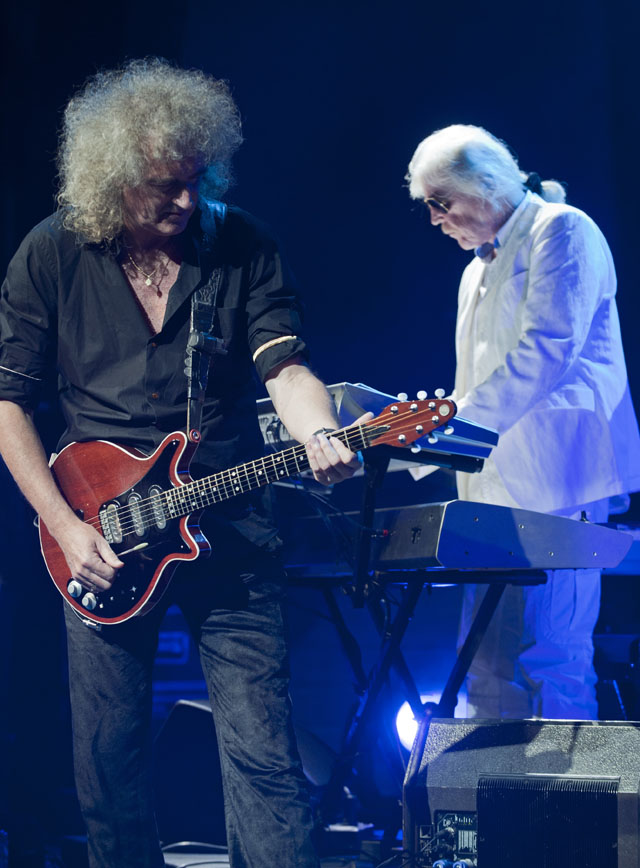 Brian May and Edgar Froese on stage
