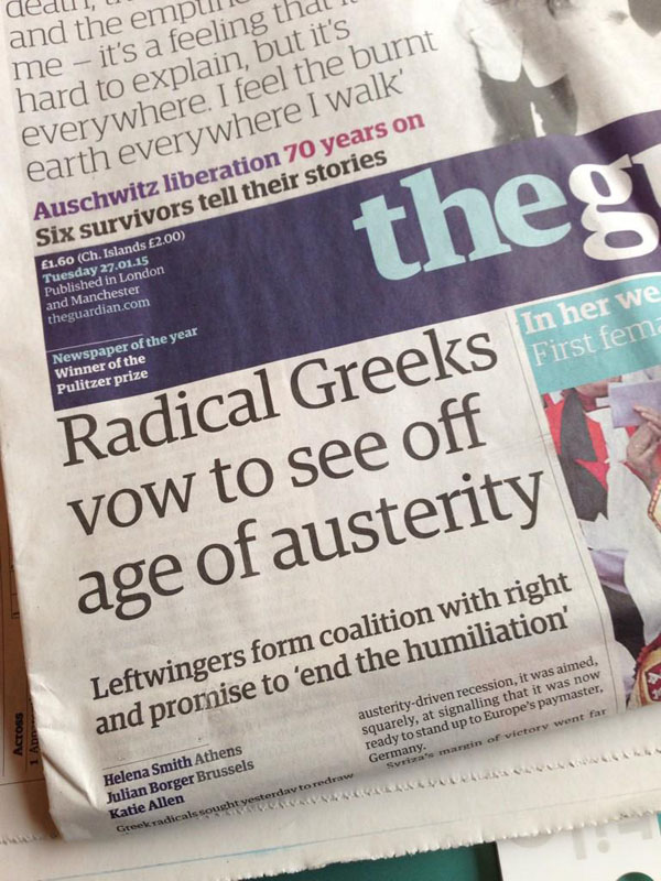 Guardian - Greeks vow to see off austerity
