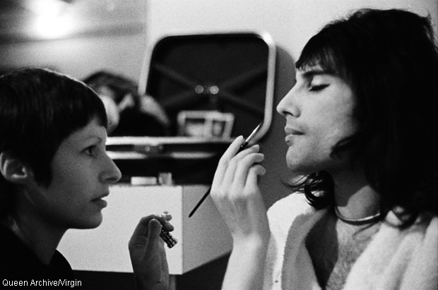 Freddie getting his makeup done