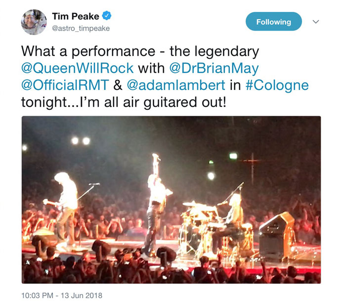 Tim Peake tweet 13 June 2018