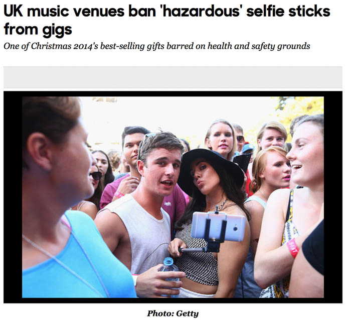 Selfie sticks banned