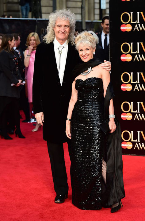 Brian May and Anita Dobson at the Olivier Awards 3 April 2016