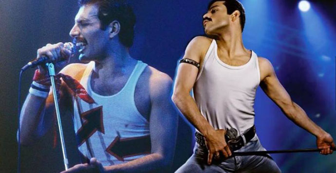 Freddie Mercury and Rami Malek