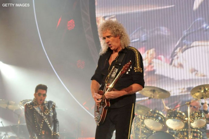 Adam Lambert and Brian May, O2 Arena 17 Jan 2015 - Getty Images