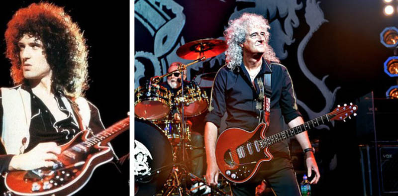 Brian May Black locks then - and now