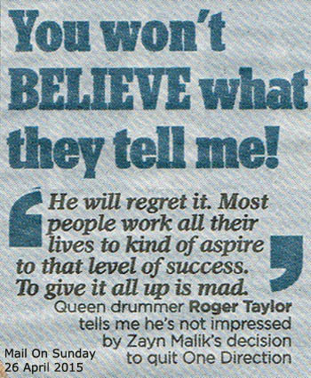 Roger Taylor - Mail on Sunday