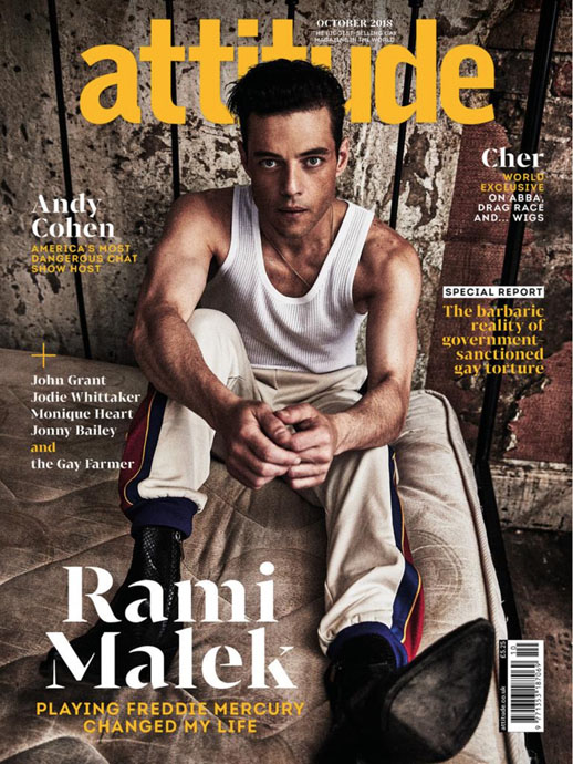 Rami Malek - cover Oct 2018 "Attitude" magazine