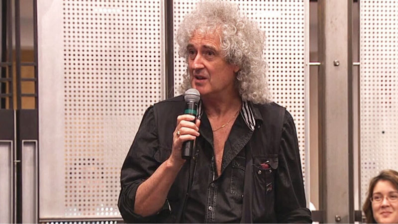 Brian May speaks at the NASA headquarters on Friday