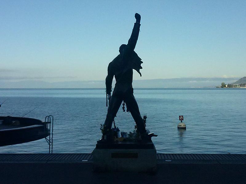 Freddie Mercury statue, overlooking Lake Geneva