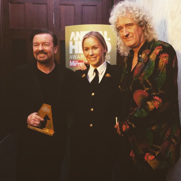 "Ricky Gervais, RSPCA Inspector Kate and Brian May