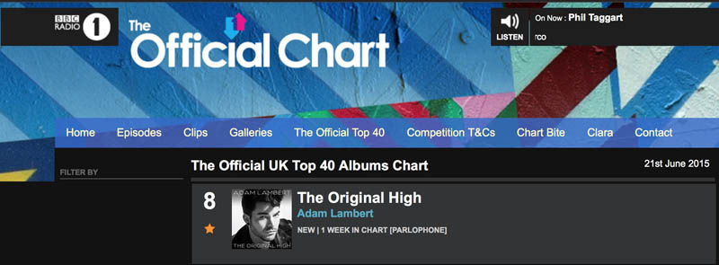 Adam enters UK album chart at No8