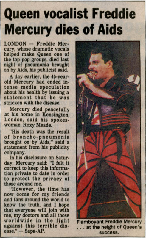 AP news cutting 25 Nov 1991