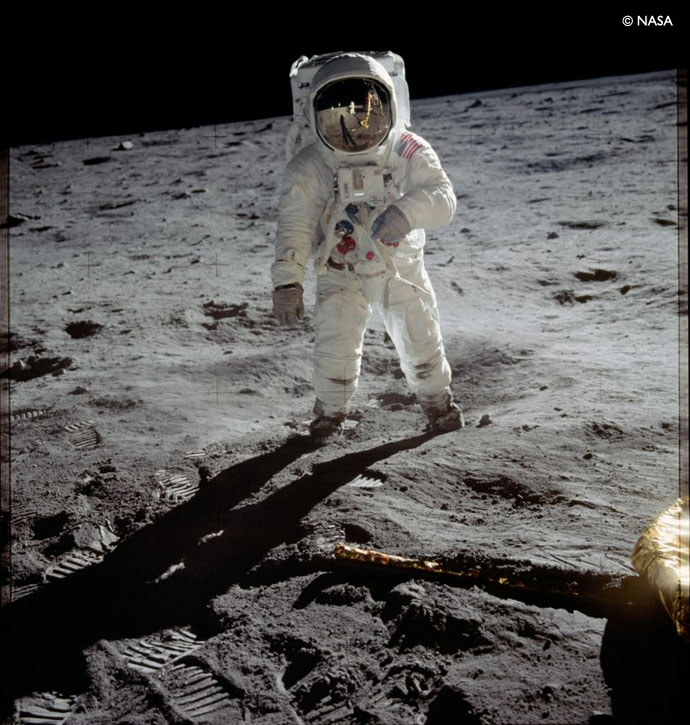Buzz Aldrin  walks on Moon's surface