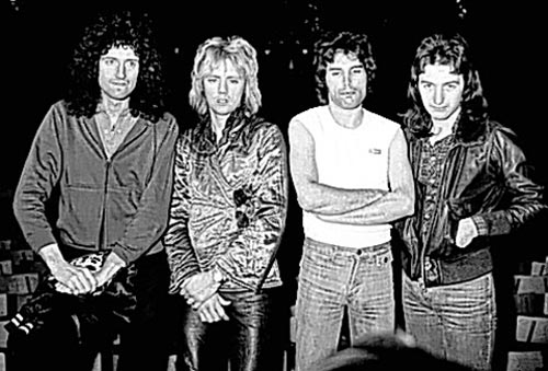 Queen in 1977, from left, Brian May, Roger Taylor, Freddie Mercury  and John Deacon