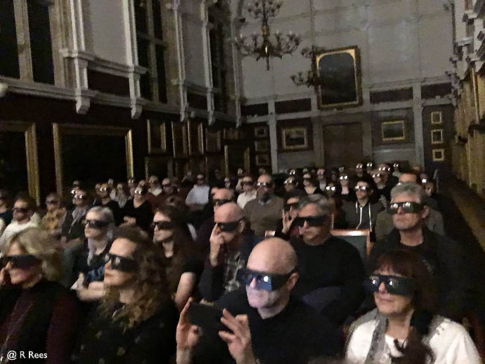 Audience in 3-D glasses - Royal Holloway College