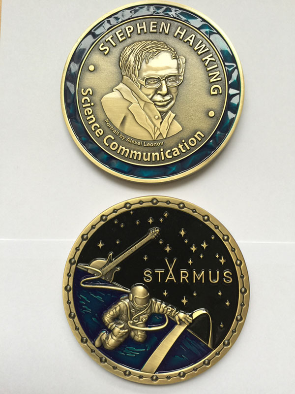 Stephen Hawking Medal - showing the Red Special