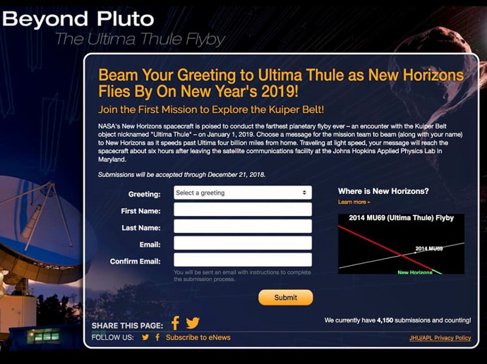Beyond Pluto send a greeting