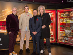 L to R: Roger Taylor; Dominique Desseigne, President, Lucien Barriere Group; David Simpson, Managing Director, Marmalade London; Brian May