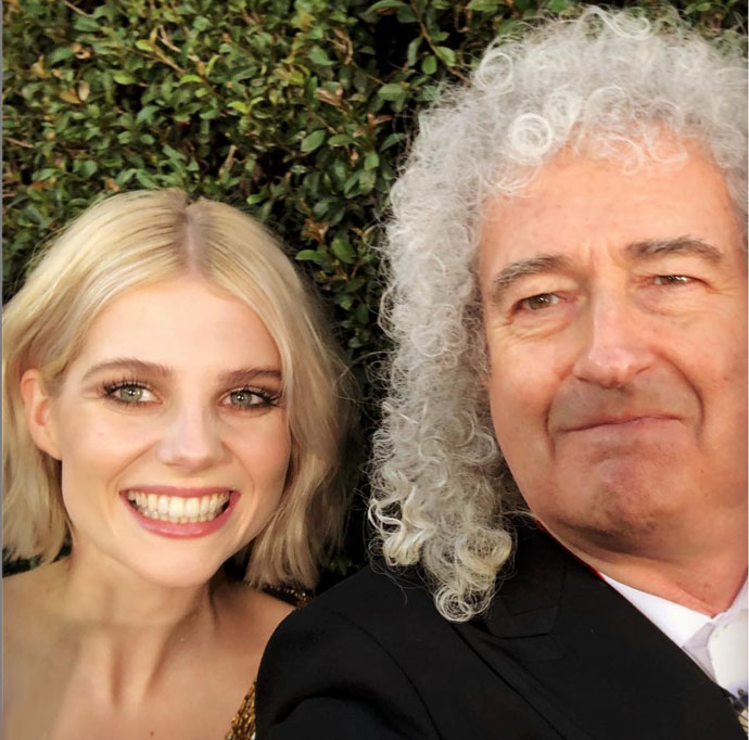 Lucy Boynton and Brian May at Golden Globes