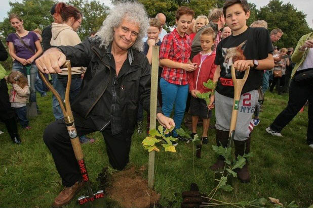 Brian May plants tree in Dorset