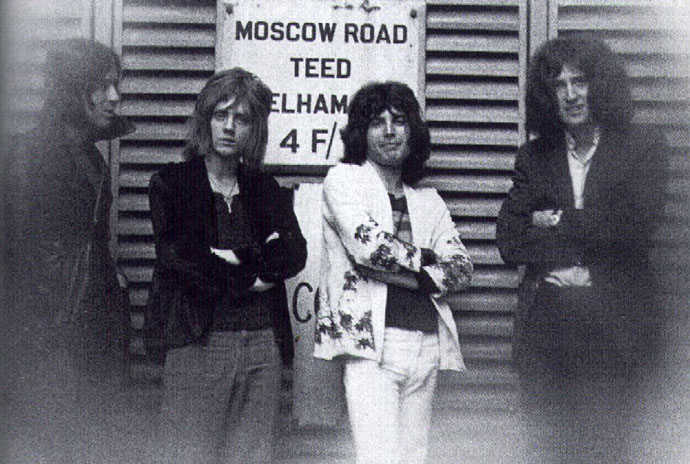 Mike Grose (pictured left) with Queen 1970  Credit: Doug Puddifoot