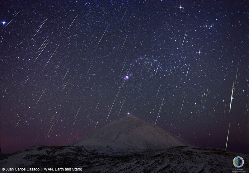Geminid Meteors over Teide Volcano