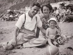 Harold and Ruth May with baby Brian, Sandown, Isle of Wight, approx 1949