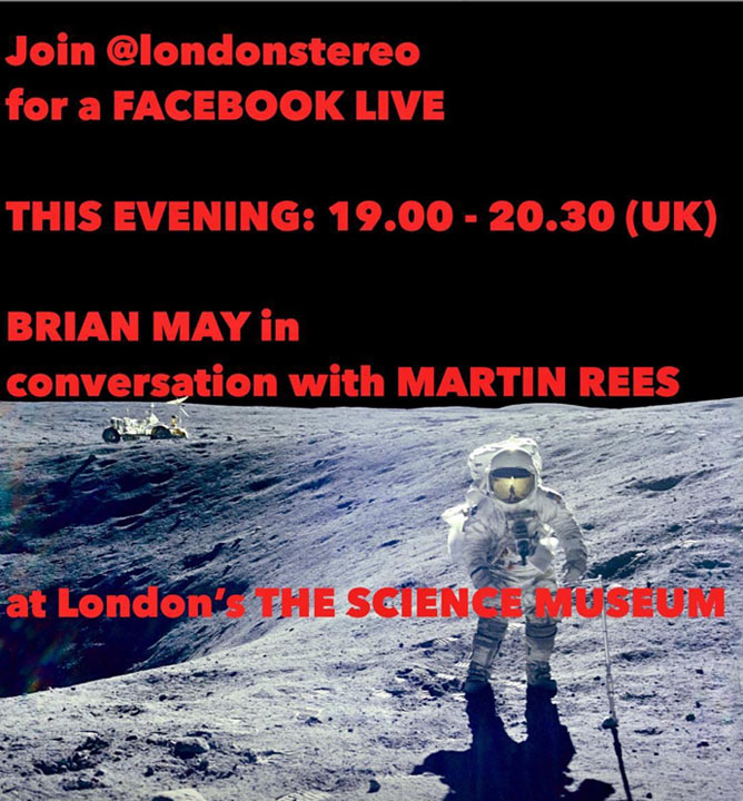 Notice: Brian May and Martin Rees talk on Facebook