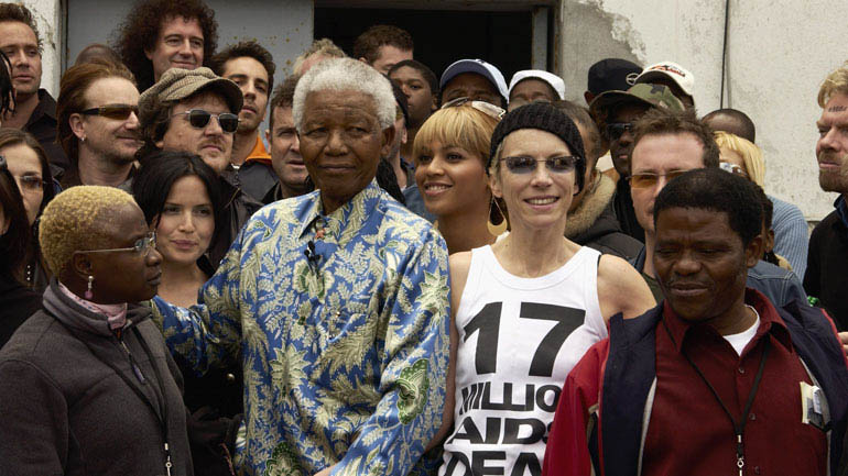 Nelson Mandela with host of musicians