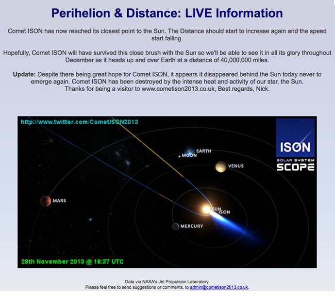 Comet ISON Update