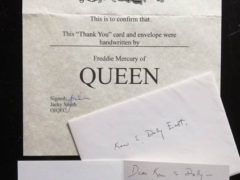 Freddie Mercury handwritten card