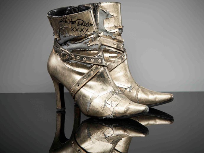 Anita Dobson gold boots for auction